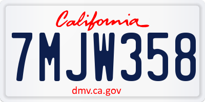CA license plate 7MJW358