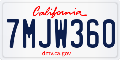 CA license plate 7MJW360