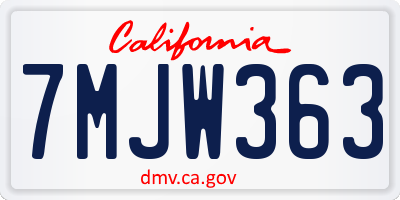 CA license plate 7MJW363