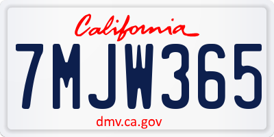 CA license plate 7MJW365