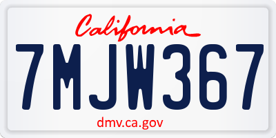 CA license plate 7MJW367