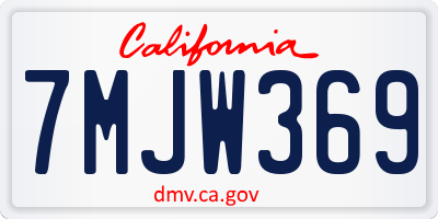 CA license plate 7MJW369