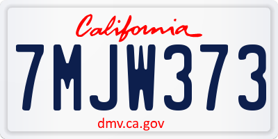 CA license plate 7MJW373