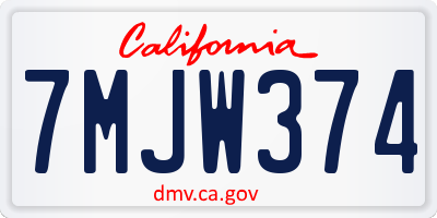 CA license plate 7MJW374
