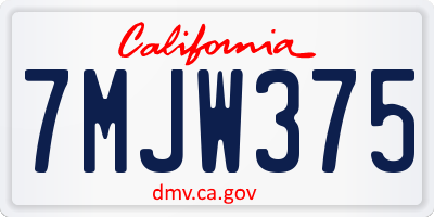 CA license plate 7MJW375