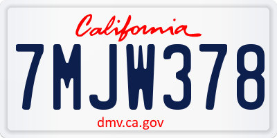 CA license plate 7MJW378