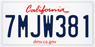 CA license plate 7MJW381