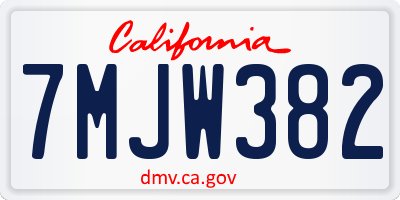 CA license plate 7MJW382