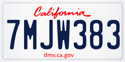 CA license plate 7MJW383