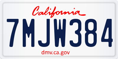 CA license plate 7MJW384