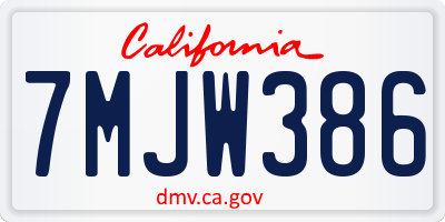 CA license plate 7MJW386