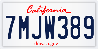 CA license plate 7MJW389