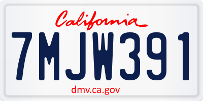 CA license plate 7MJW391