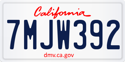 CA license plate 7MJW392