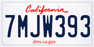 CA license plate 7MJW393