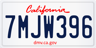 CA license plate 7MJW396