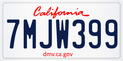 CA license plate 7MJW399