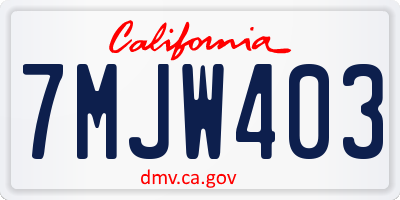 CA license plate 7MJW403