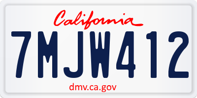 CA license plate 7MJW412