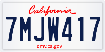 CA license plate 7MJW417