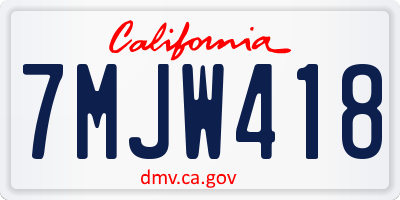 CA license plate 7MJW418