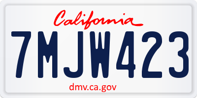 CA license plate 7MJW423