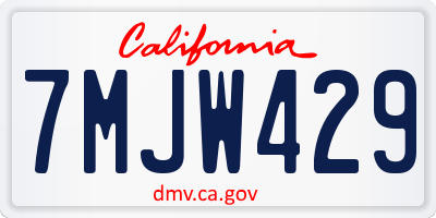 CA license plate 7MJW429