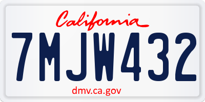 CA license plate 7MJW432