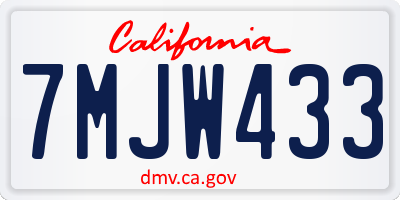 CA license plate 7MJW433