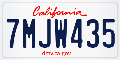 CA license plate 7MJW435