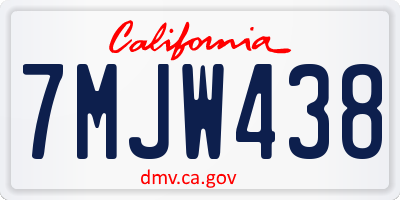 CA license plate 7MJW438