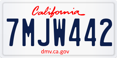 CA license plate 7MJW442