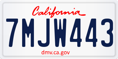 CA license plate 7MJW443
