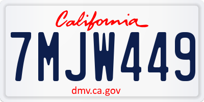 CA license plate 7MJW449