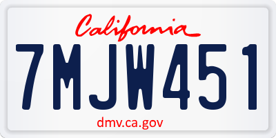 CA license plate 7MJW451