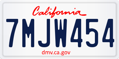 CA license plate 7MJW454