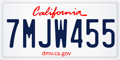 CA license plate 7MJW455