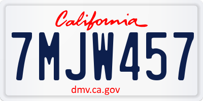 CA license plate 7MJW457