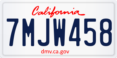 CA license plate 7MJW458