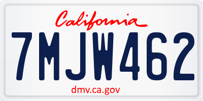 CA license plate 7MJW462