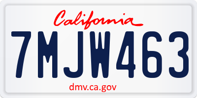 CA license plate 7MJW463