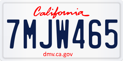 CA license plate 7MJW465