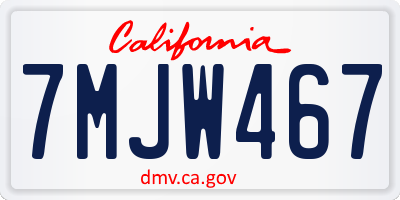 CA license plate 7MJW467