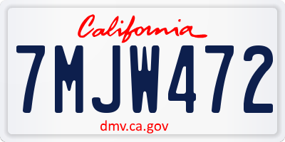 CA license plate 7MJW472