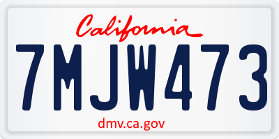 CA license plate 7MJW473