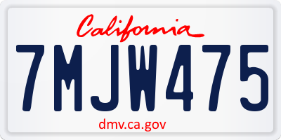 CA license plate 7MJW475