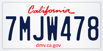 CA license plate 7MJW478