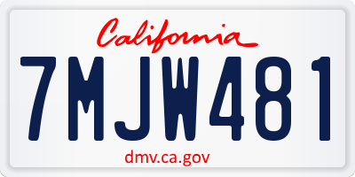 CA license plate 7MJW481