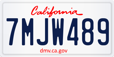 CA license plate 7MJW489