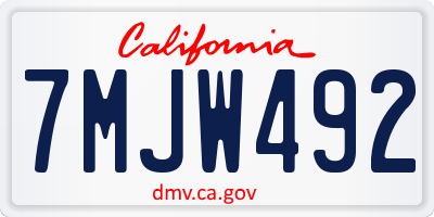 CA license plate 7MJW492